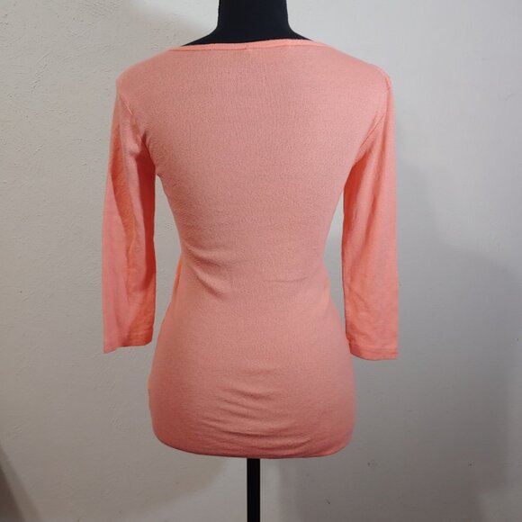 Michael Stars V Neck Shimmer 3/4 Sleeve Blouse - Picture 3 of 6